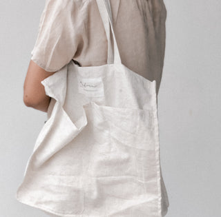 Linen tote bag-White Ekatra