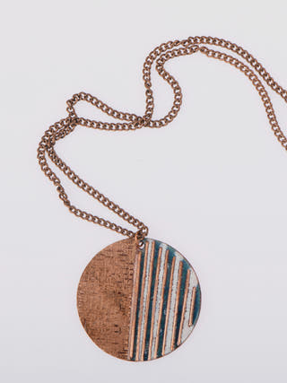 ELEMENTS Necklace With Teal Crinkle Pendant Small Ekibeki