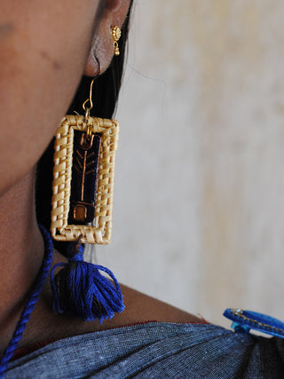 Jharokha Earrings and Blue Necklace Ekibeki