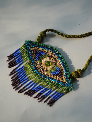 Nazar Pendant Peacock Necklace Green Ekibeki