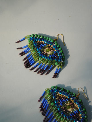 Nazar Earrings Peacock Green Ekibeki