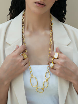 MOKUZAI Trunk Long Necklace Gold Tone Equiivalence