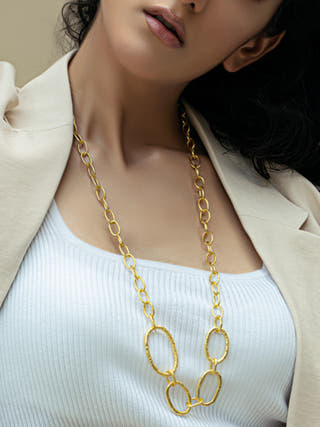 MOKUZAI Trunk Long Necklace Gold Tone Equiivalence