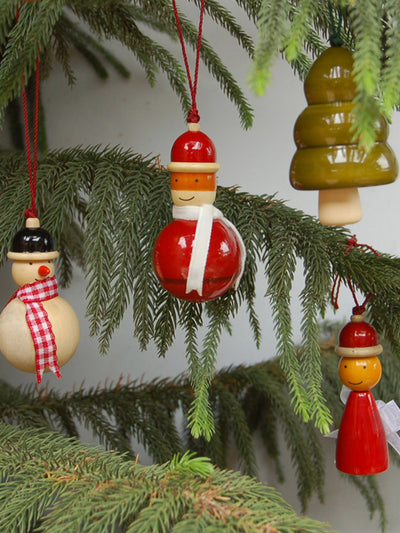 YULTIDE Wooden Christmas Hanging Decor Set of 4 Beige Fairkraft Creations