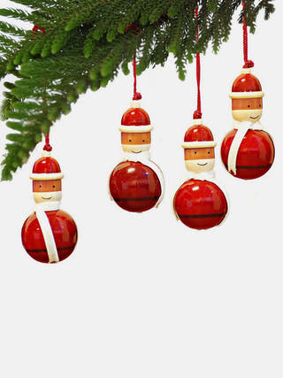 YULTIDE Wooden Hanging Santa Set of 4 Red Fairkraft Creations