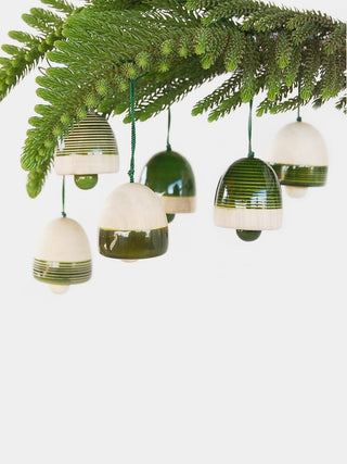 Wooden Bells Set of 6 Green Fairkraft Creations