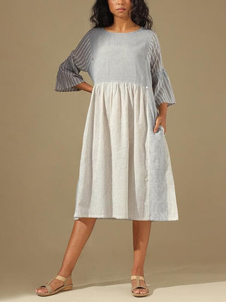 Cotton Dress Grey Flourish