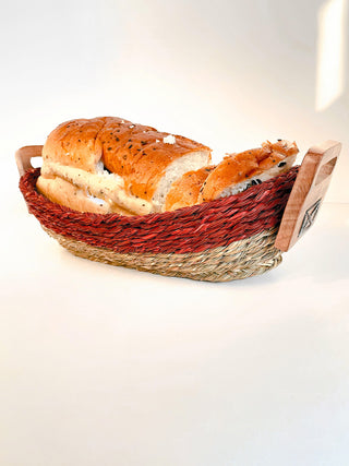 Handwoven Sabai Grass Dual Color Bread Basket Fermoscapes