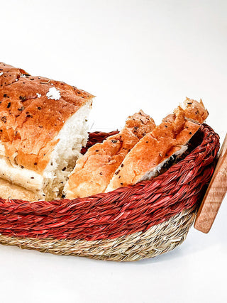 Handwoven Sabai Grass Dual Color Bread Basket Fermoscapes