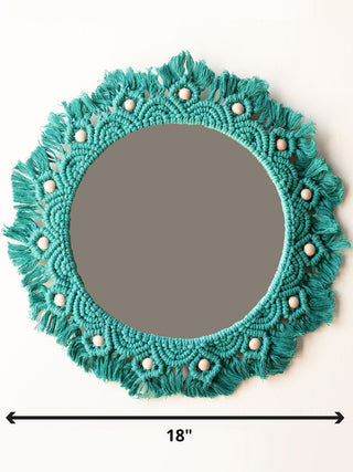 Macrame Mirror Turquoise Color Fermoscapes