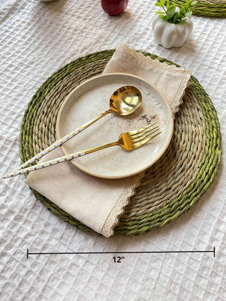 Natural Dual Color Round Placemats Set Of 2 Natural And Green Fermoscapes