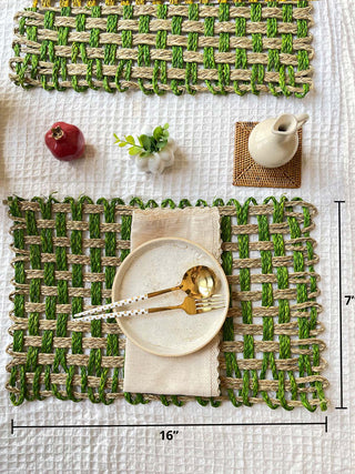 Natural Square Placemats Set Of 2 Natural And Green Fermoscapes