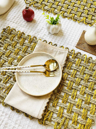 Natural Square Placemats Set Of 2 Natural And Mustard Fermoscapes