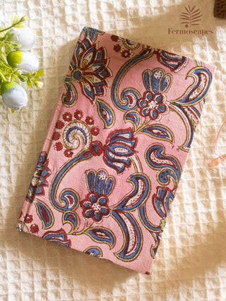 Handmade Block Printed Diary Pink Floral Fermoscapes