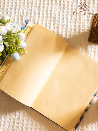 Handmade Block Printed Diary Yellow And Turquoise Floral Fermoscapes