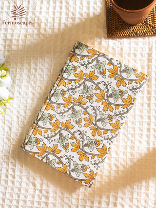 Handmade Block Printed Diary Yellow And White Floral Fermoscapes