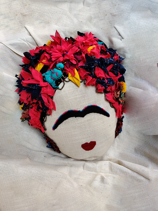 Frida Kahlo Cushion Red and Off White Diti