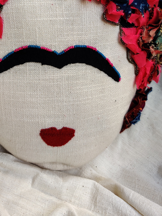 Frida Kahlo Cushion Red and Off White Diti