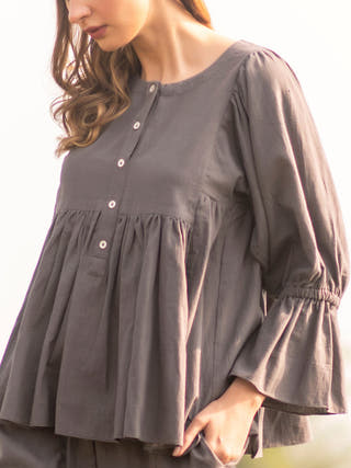 Frill Shirt Grey Ithika Studio