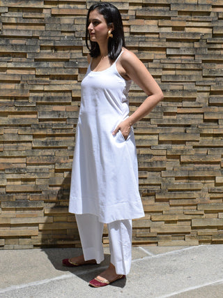 Basic white cotton kurta with pyjama House of Moxa