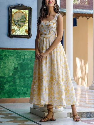 Hibiscus Tiered Linen Dress Headstrong By Hema Sharma