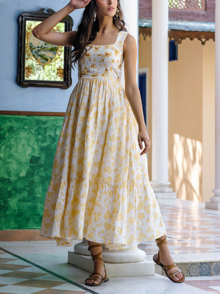 Hibiscus Tiered Linen Dress Headstrong By Hema Sharma