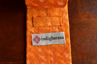 Raw Silk Ikat Necktie in Diamond Yellow Indigharana