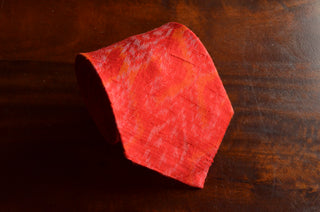 Raw Silk Ikat Necktie in Scarlet Red Indigharana