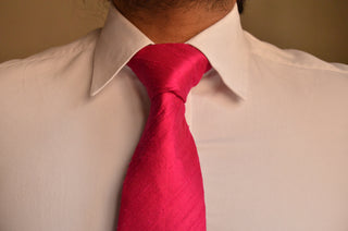 Raw Silk Necktie in Solid Magenta Indigharana