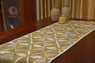 Table Runner in Cotton Ikat - Green Indigharana