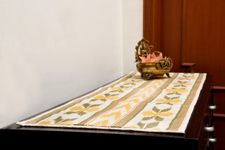 Table Runner in Cotton Ikat - Brown Indigharana