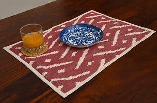 Placemat in Cotton Ikat - Maroon (set of 2) Indigharana