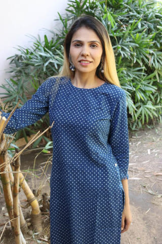 Khadi Polka Dot Tunic Indigo Moral Fibre
