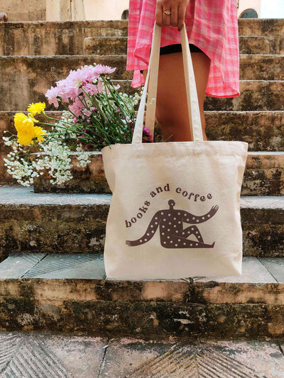 Book And Coffee Canvas Tote Bag Patrah