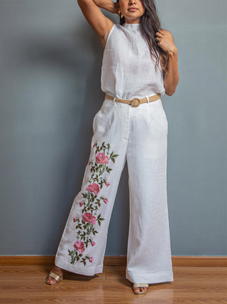 Rose Vine Pants White Headstrong By Hema Sharma