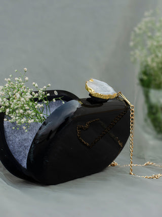 The Black Baroque Capsule Clutch - White Stone Label Sneha