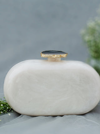 The White Baroque Capsule Clutch - Black Stone Label Sneha