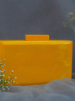 The  Yellow Baroque Rectangular Clutch Label Sneha