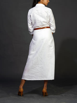 Linen Shirt Dress White Indu