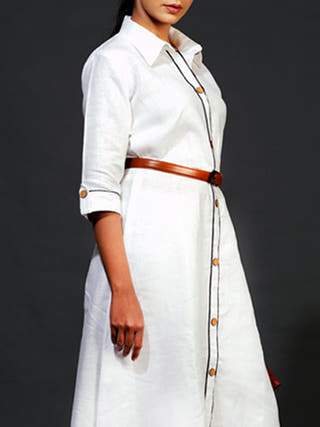 Linen Shirt Dress White Indu