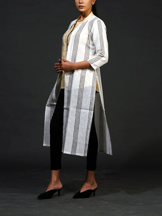 Linen Quarter Sleeve Shrug White Indu