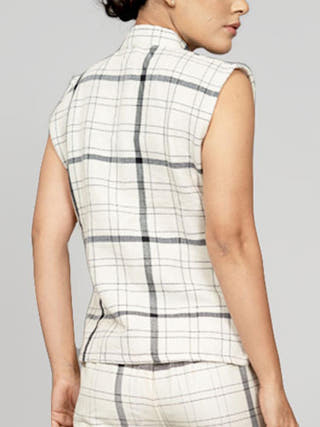 Sleevless Plaid Shirt Ivory White Indu