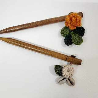 Set of tangerine and ecru marigolds hair stick Ikriit'm