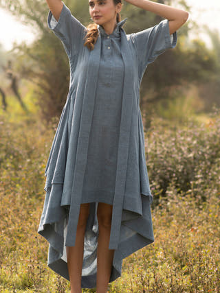 Indigo Drape Dress Ithika Studio