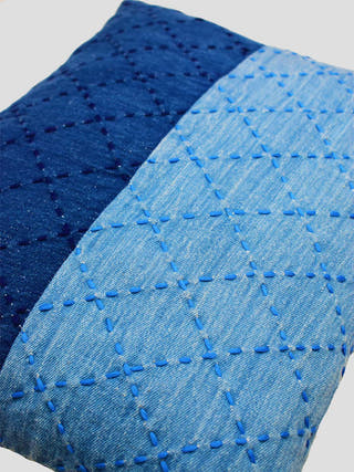 Indigo Embroidered Denim Cushion Cover Sonica Sarna