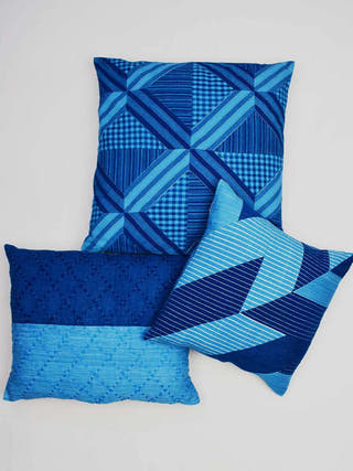 Indigo Embroidered Denim Cushion Cover Sonica Sarna