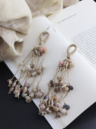 Long Jute Shell Tassel Earring Whe