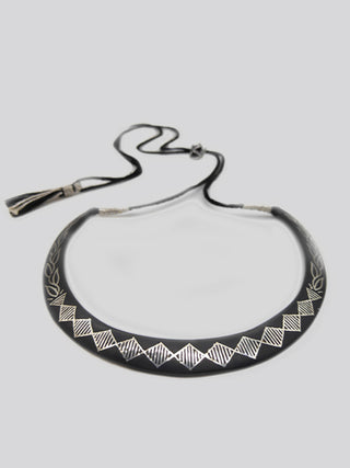 Handmade Bidri Pure Silver Inlay Argyle Choker Necklace Whe