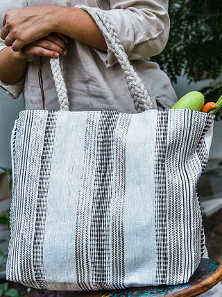 Upcycled Grocery Bag White Kaarigar Clinic