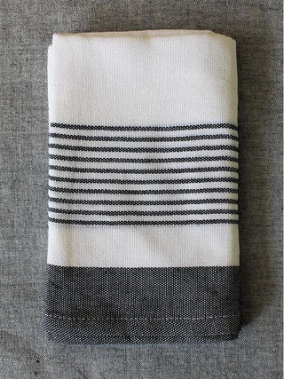 Black Block Stripe Face Towel by Kara Weaves sold by Flourish